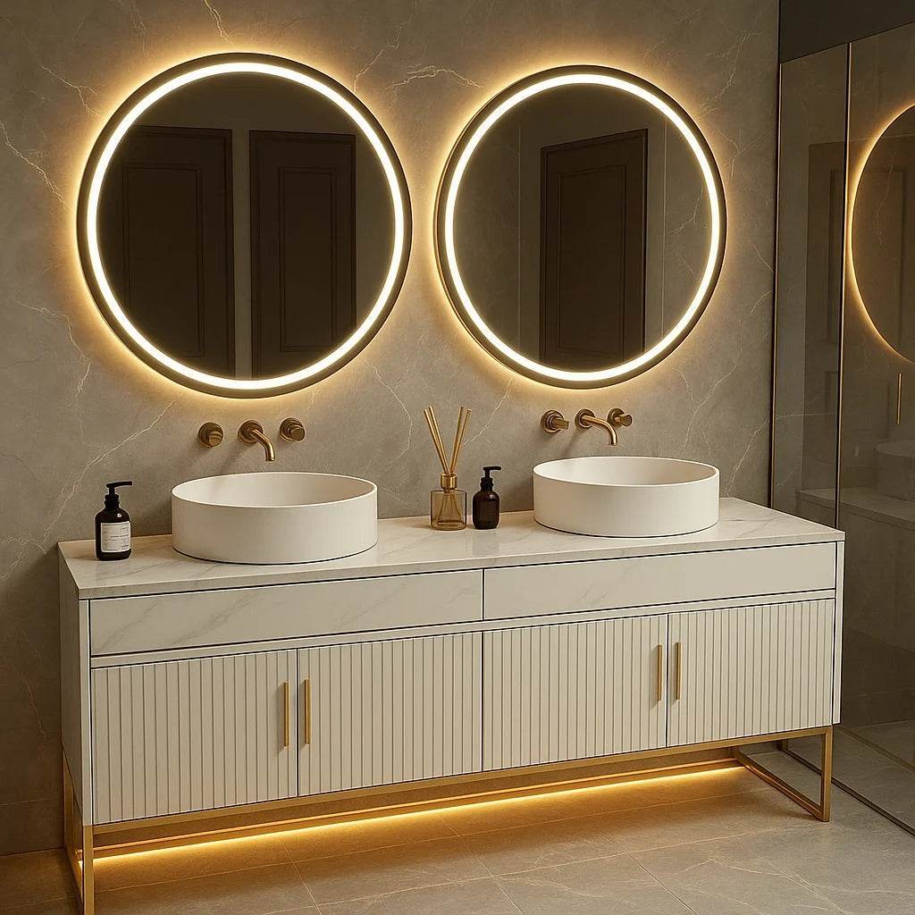 Modern Luxury Lighting Stainless Steel Double Sink Bathroom Vanity With Sink - My Store