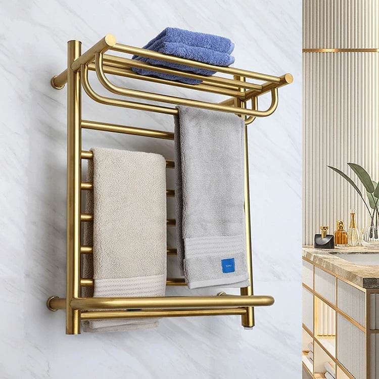 Bathroom Stainless Steel Electric Towel Warmer With Shelf Heated Towel Warmer Electric Heater Style 9047 - My Store