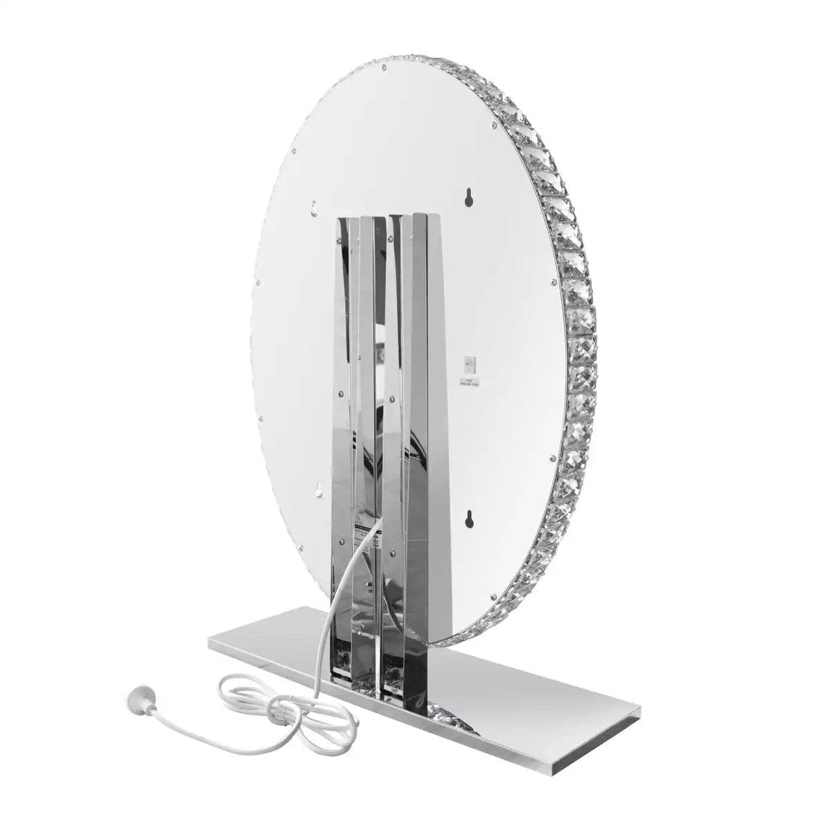 Hotel Oval Led Standing Circle Diamond Crystal Led Make up Mirror Anti-Fog Bathroom Mirror With Led Light - My Store