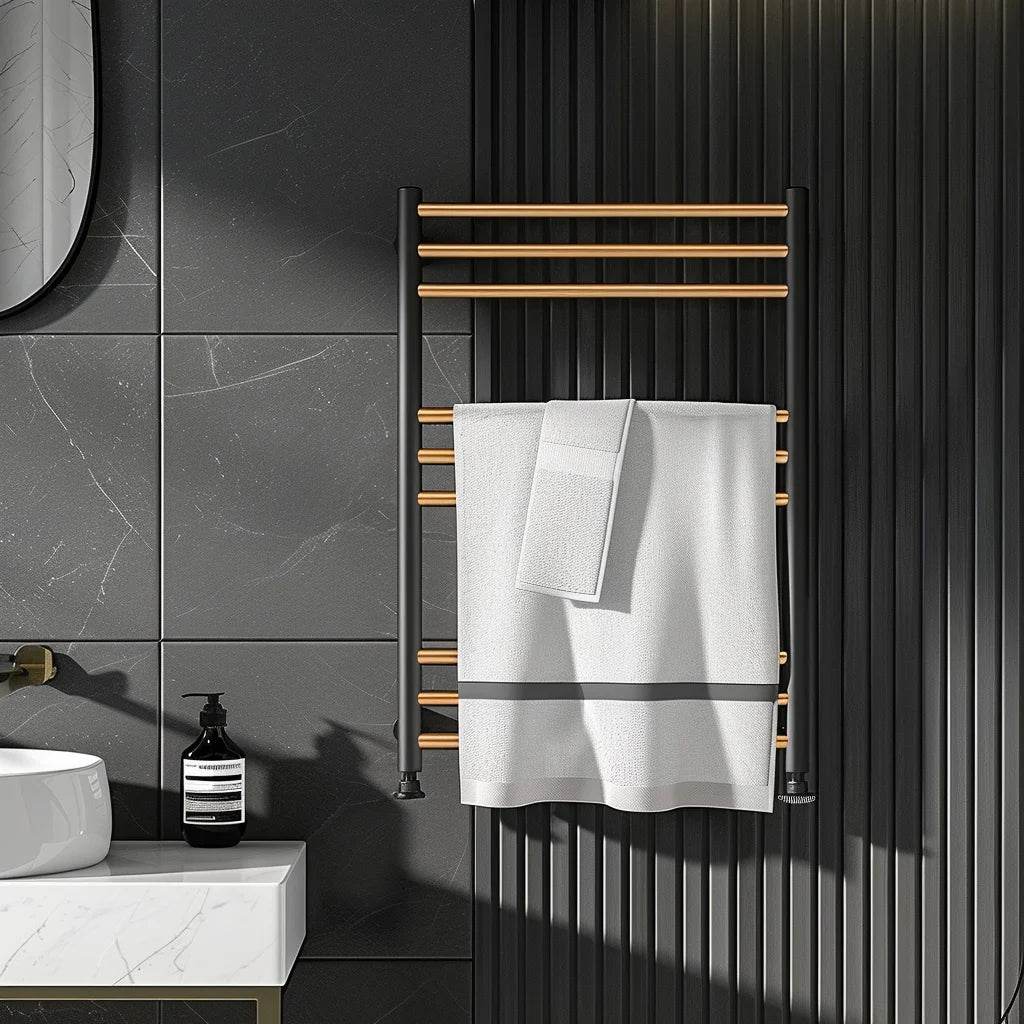 Custom Waterproof Large Hot Machine Salon Shelf Heater Smart Electric Radiator Bathroom Stainless Steel Black Towel Rack Warmer - My Store