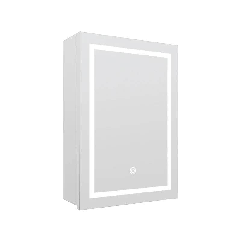 Illuminated Bathroom Mirror Cabinet Single Door Stainless Steel Wall Mounted Medicine Cabinet IP44 - My Store