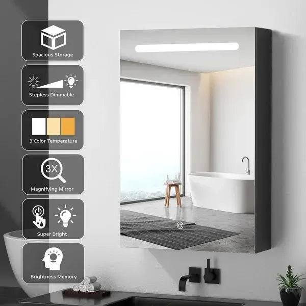 Modern Wall Mounted Stainless Steel Salon Vanity Wash Basin Bathroom Storage Jewelry Cabinets Set With Led Mirror - My Store