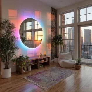 Frameless Rgb Backlight Led Mirror Lights Round Smart Bathroom Salon Mirror With Lights - My Store