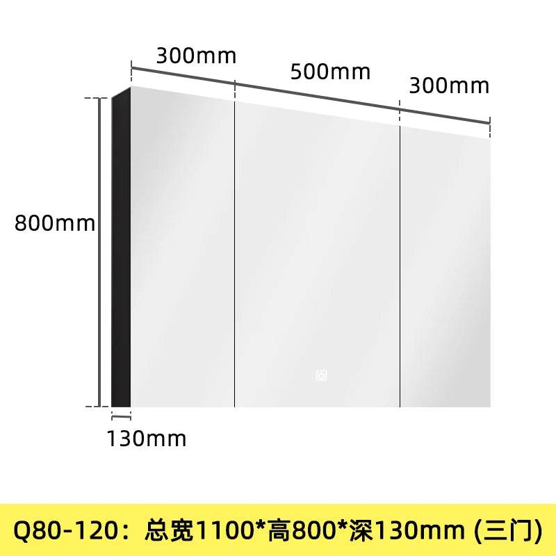 Matt Grey Stainless Steel Wall Mounted Mirror Makeup Lockable Storage Organizer Led Light Jewelry Cabinet - My Store