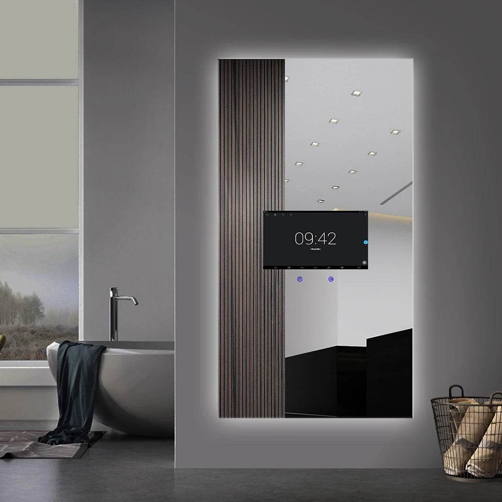 Full Body Mirror With Lights Touch Control Wall Mounted LED Long Length Mirror Backlit Light Vertical for Bathroom - My Store