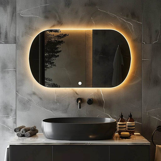 Washroom Oval Led Bathroom Wall Mirror Smart Led Bathroom Mirror Android With Touch Screen - My Store