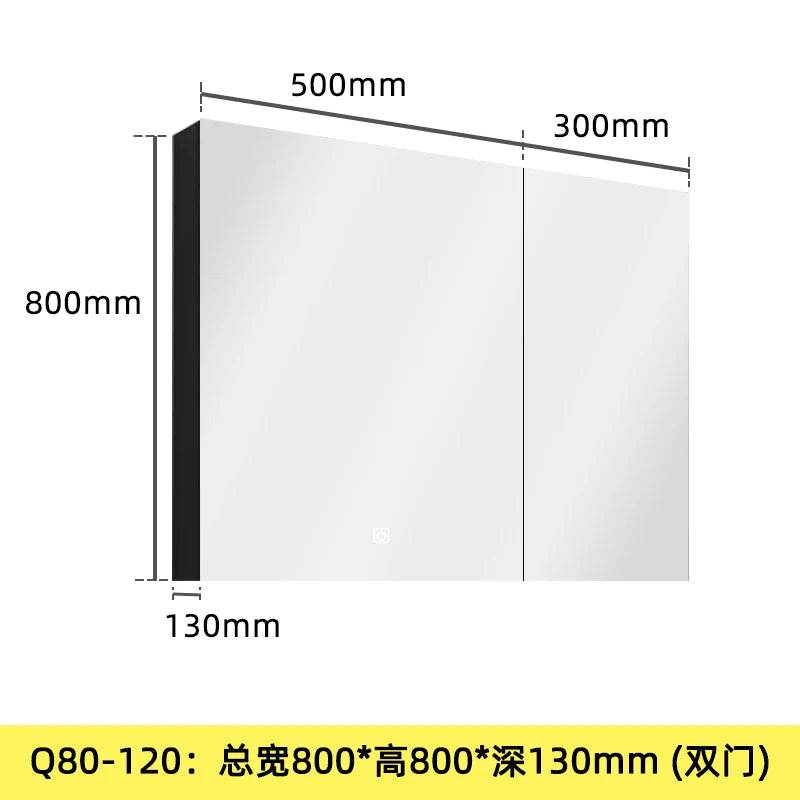 Matt Grey Stainless Steel Wall Mounted Mirror Makeup Lockable Storage Organizer Led Light Jewelry Cabinet - My Store