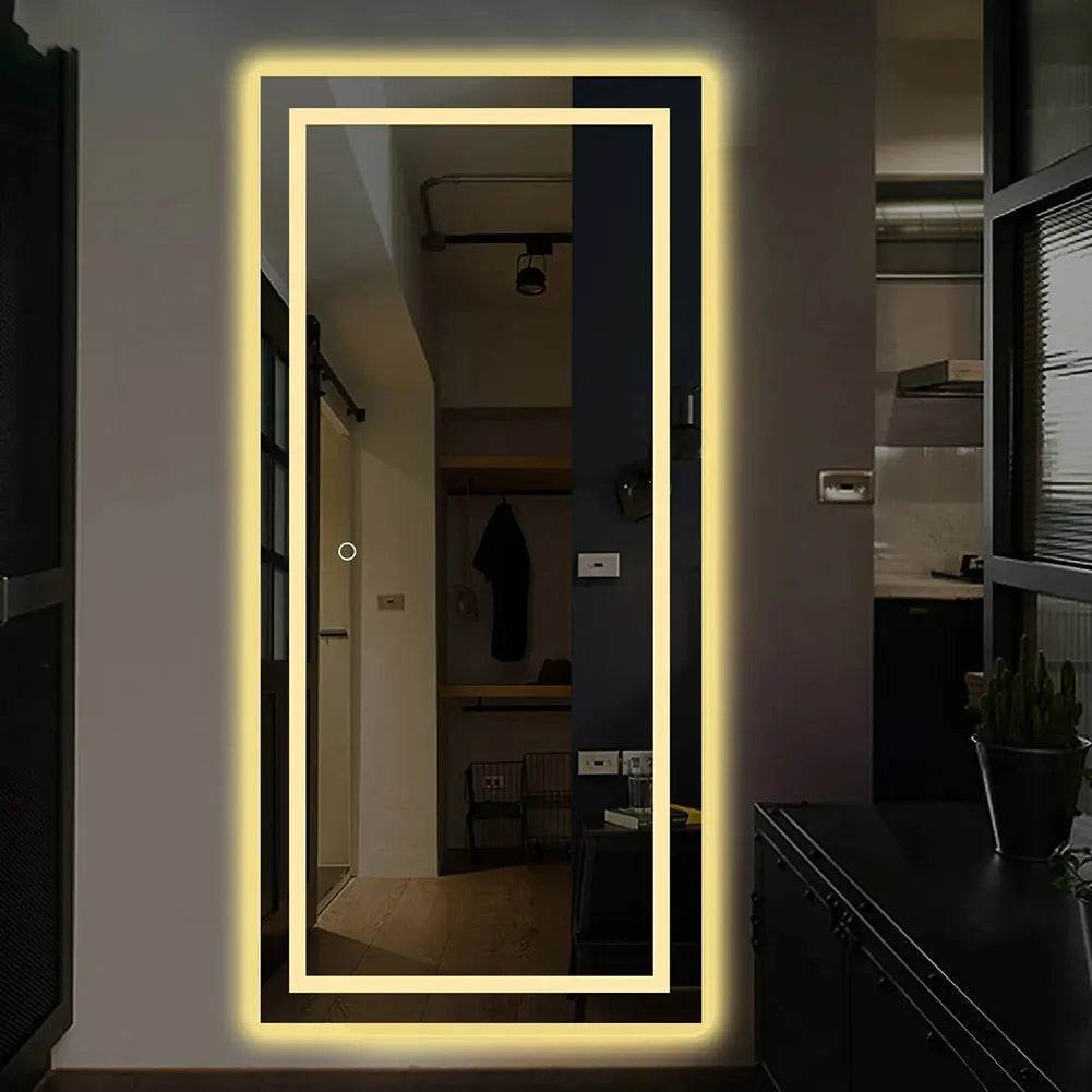 Modern Wall Mounted Full Length Touch Screen Makeup Bath Vanity Smart Mirror With Led Lights for Hotel Home Bathroom - My Store