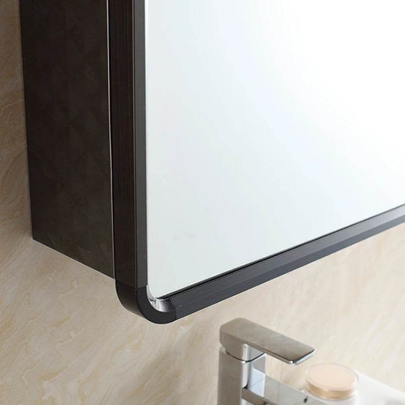 Modern Black Stainless Steel Mirrored Door Medicine Cabinet Bathroom Cabinet - My Store
