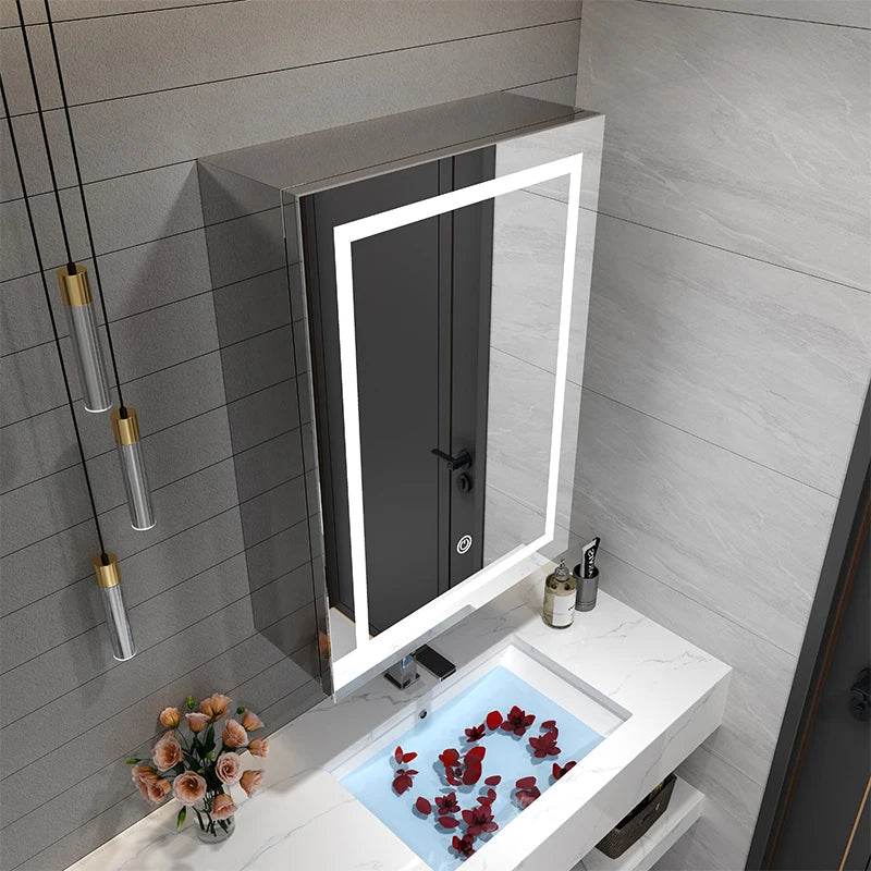 Factory Price Custom Bathroom Storage Mirror Cabinet Modern Vanity Wall Mounted Design Mdf Bathroom Cabinet With Mirror - My Store