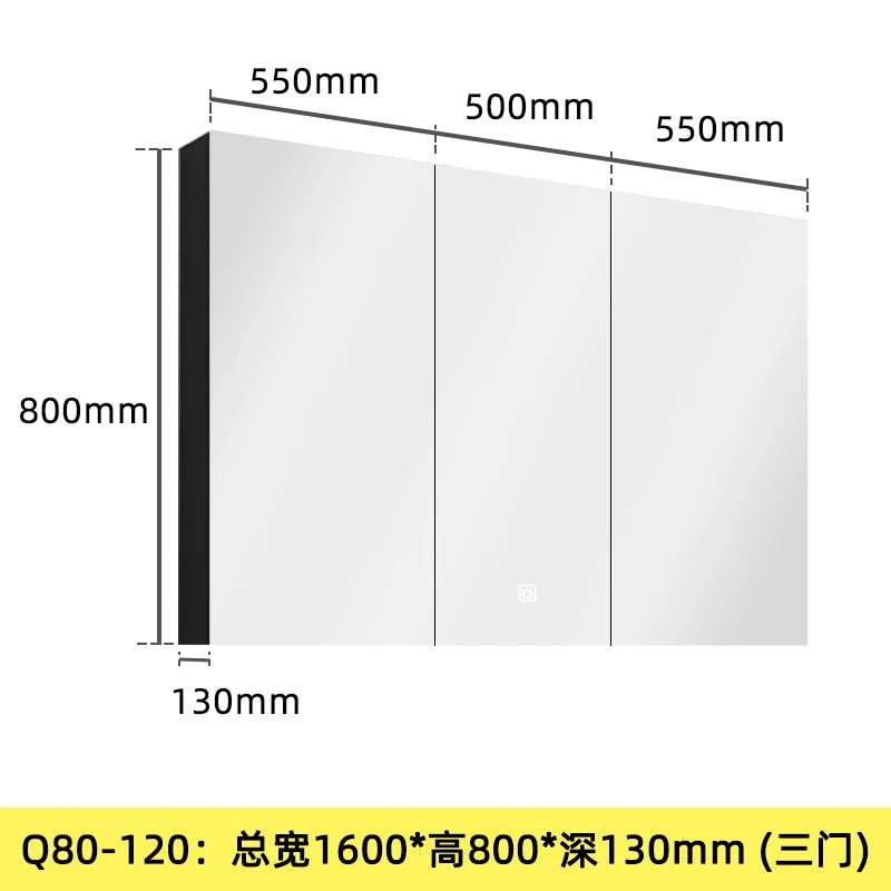 Matt Grey Stainless Steel Wall Mounted Mirror Makeup Lockable Storage Organizer Led Light Jewelry Cabinet - My Store