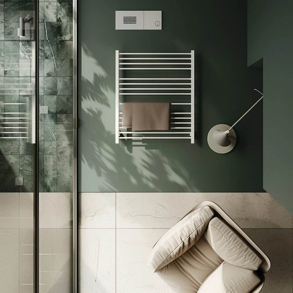 White New Design Radiator Towel Warmer Stainless Steel Electric Round Tube Towel Warmer Rack - My Store