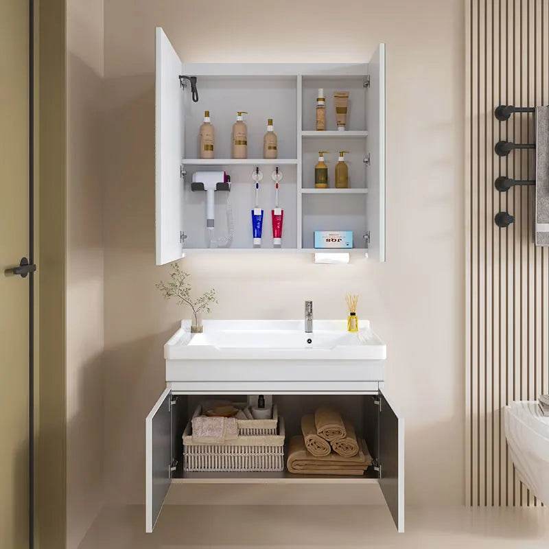 Modern Stainless Steel Single Small Bathroom Vanity Cabinet With Sink - My Store