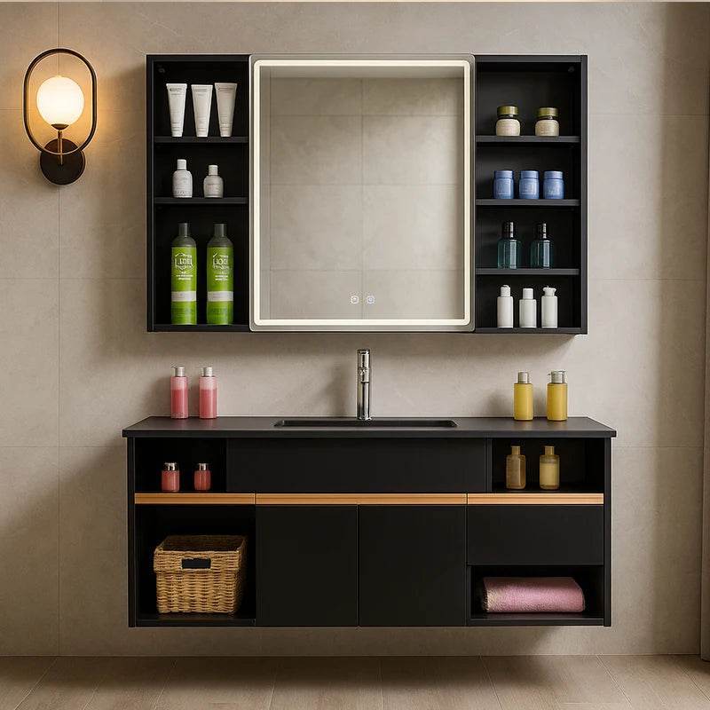 Luxury Modern Nordic Wholesale Commercial Corner Wall Mount Single Sink Mounted Simple Design Bathroom Vanity Cabinet Set - My Store