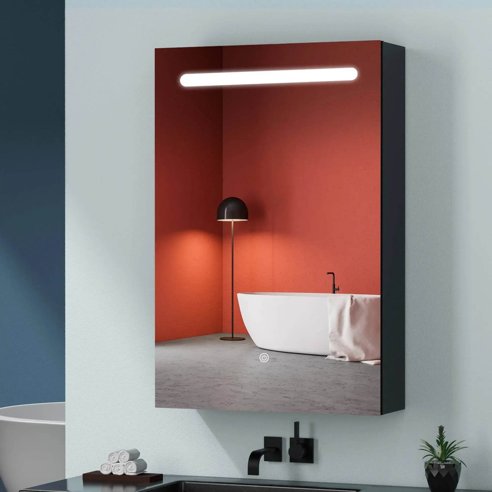 Modern Wall Mounted Stainless Steel Salon Vanity Wash Basin Bathroom Storage Jewelry Cabinets Set With Led Mirror - My Store