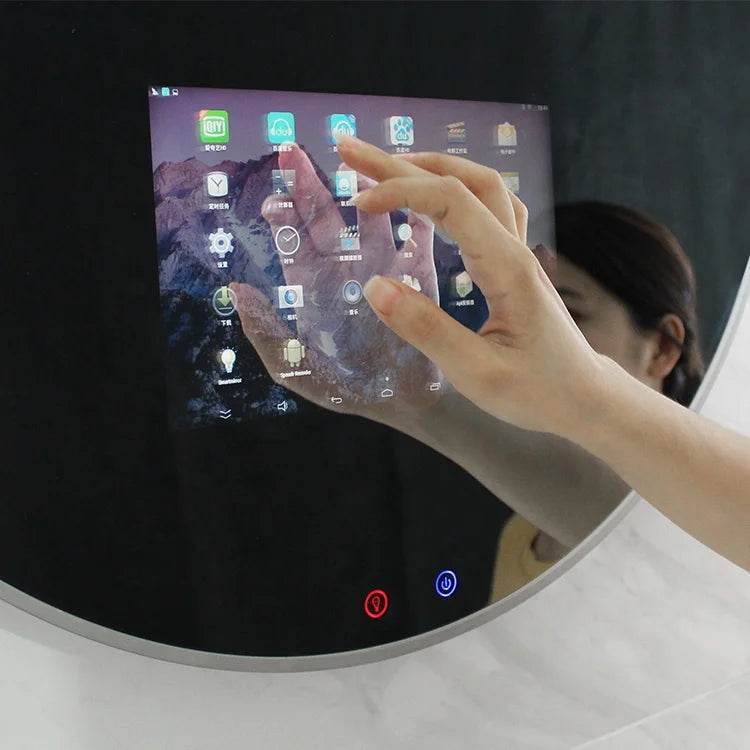 Round Shape Wall Mounted Led 4mm Silver Touch Screen Smart TV Mirror Android System - My Store