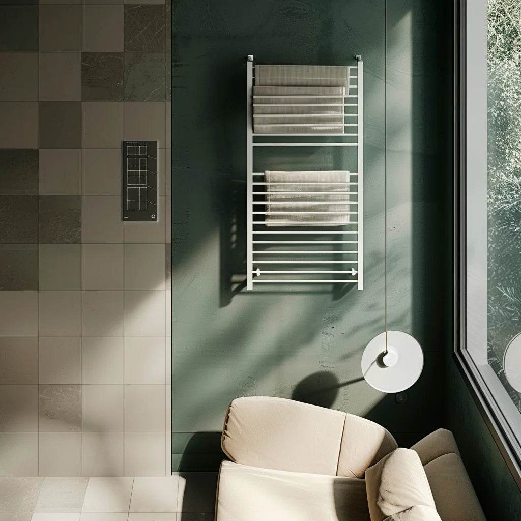 White New Design Radiator Towel Warmer Stainless Steel Electric Round Tube Towel Warmer Rack - My Store