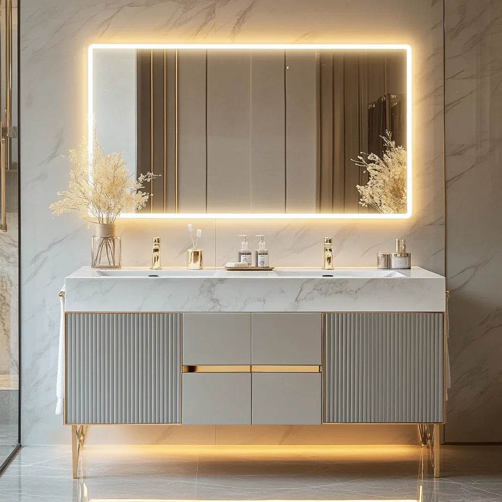 Custom Quality Luxury European Style Bathroom Vanity for Makeup Mirror Metal Frame Bathroom Vanity Mirror - My Store