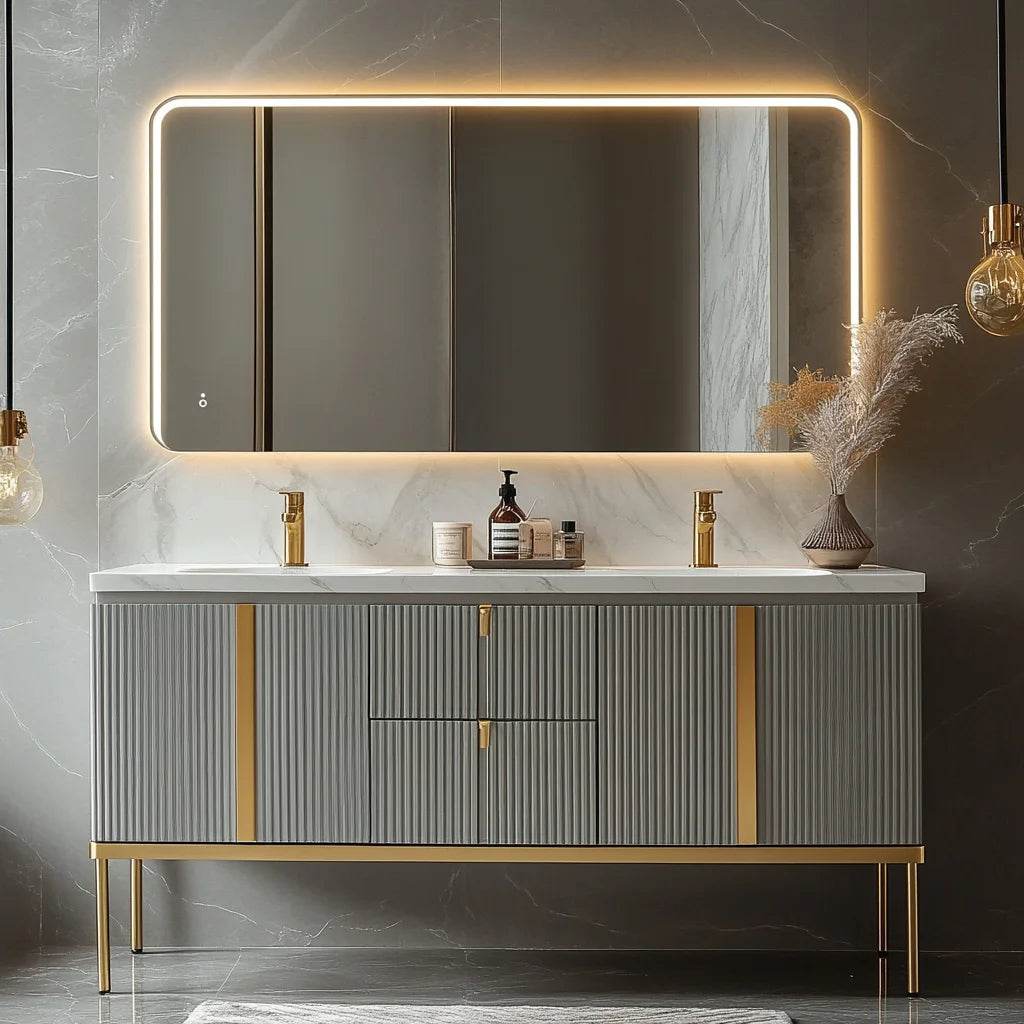 Custom Quality Luxury European Style Bathroom Vanity for Makeup Mirror Metal Frame Bathroom Vanity Mirror - My Store