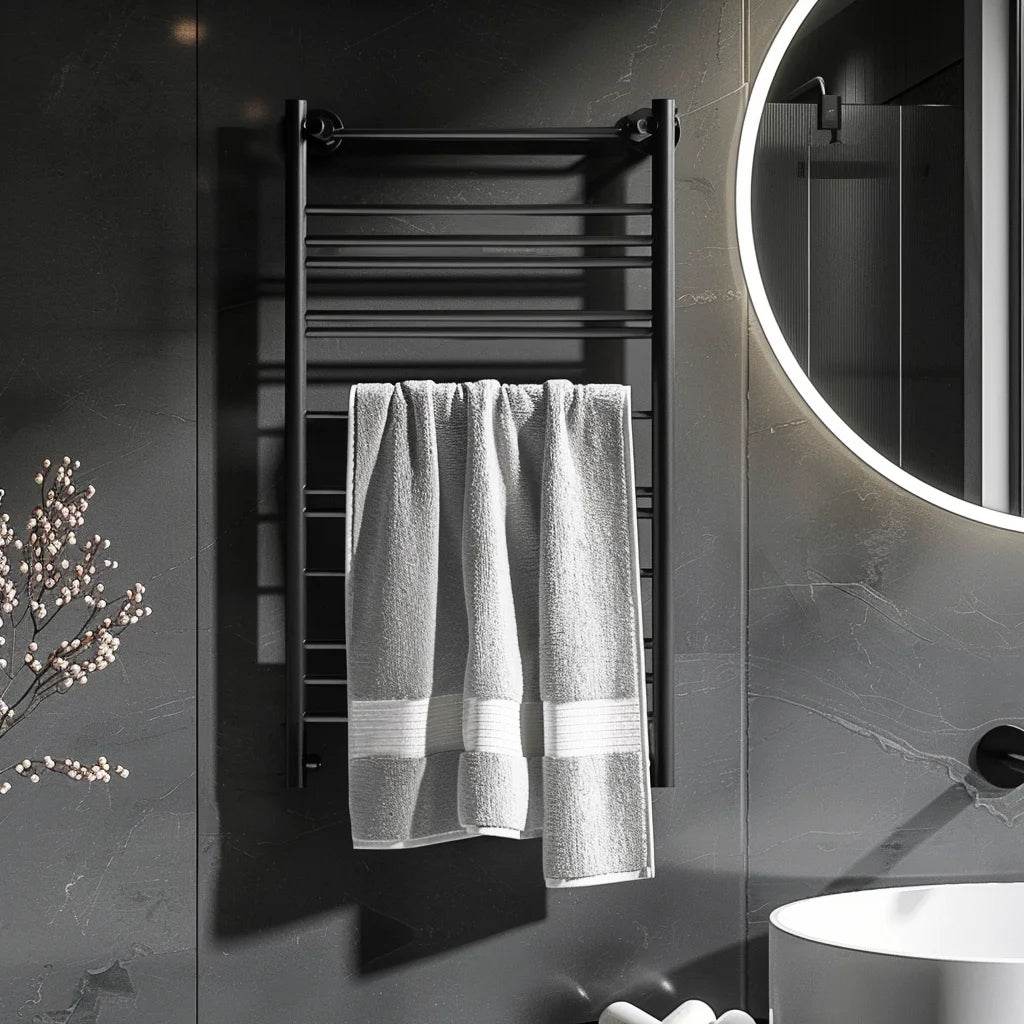 Custom Waterproof Large Hot Machine Salon Shelf Heater Smart Electric Radiator Bathroom Stainless Steel Black Towel Rack Warmer - My Store