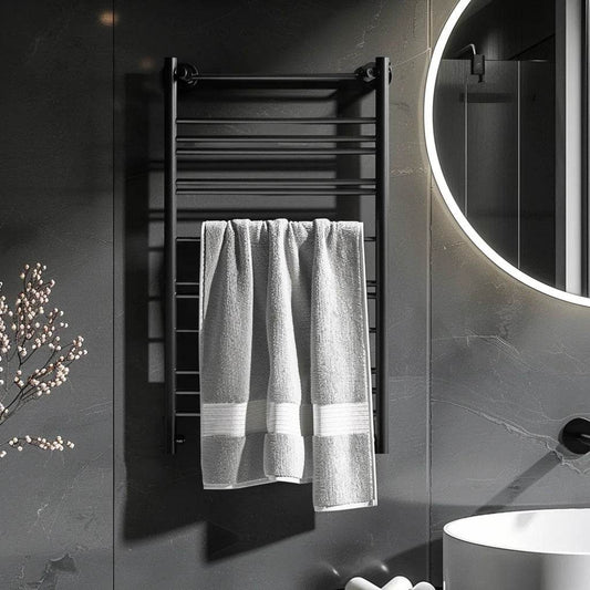 Custom Waterproof Large Hot Machine Salon Shelf Heater Smart Electric Radiator Bathroom Stainless Steel Black Towel Rack Warmer - My Store