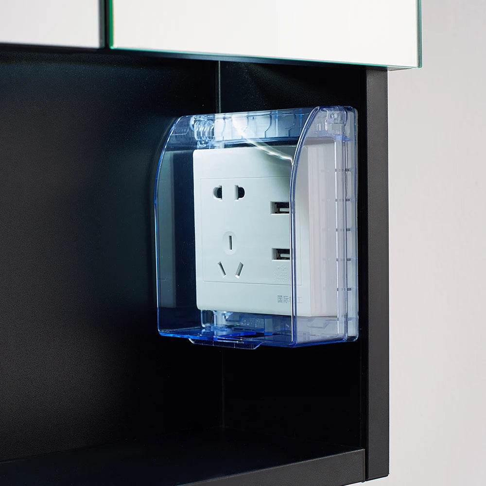 Matte Black 3 Open Doors Bathroom Vanity Top Mirror Cabinet With Led Light - My Store