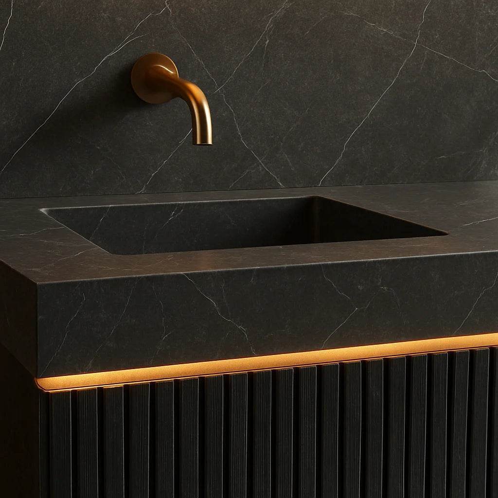 Luxury Modern Hotel Marble Wall Mounted Mirrored Floating Double Sink Stainless Steel Bathroom Vanity Cabinets Set With Sink - My Store