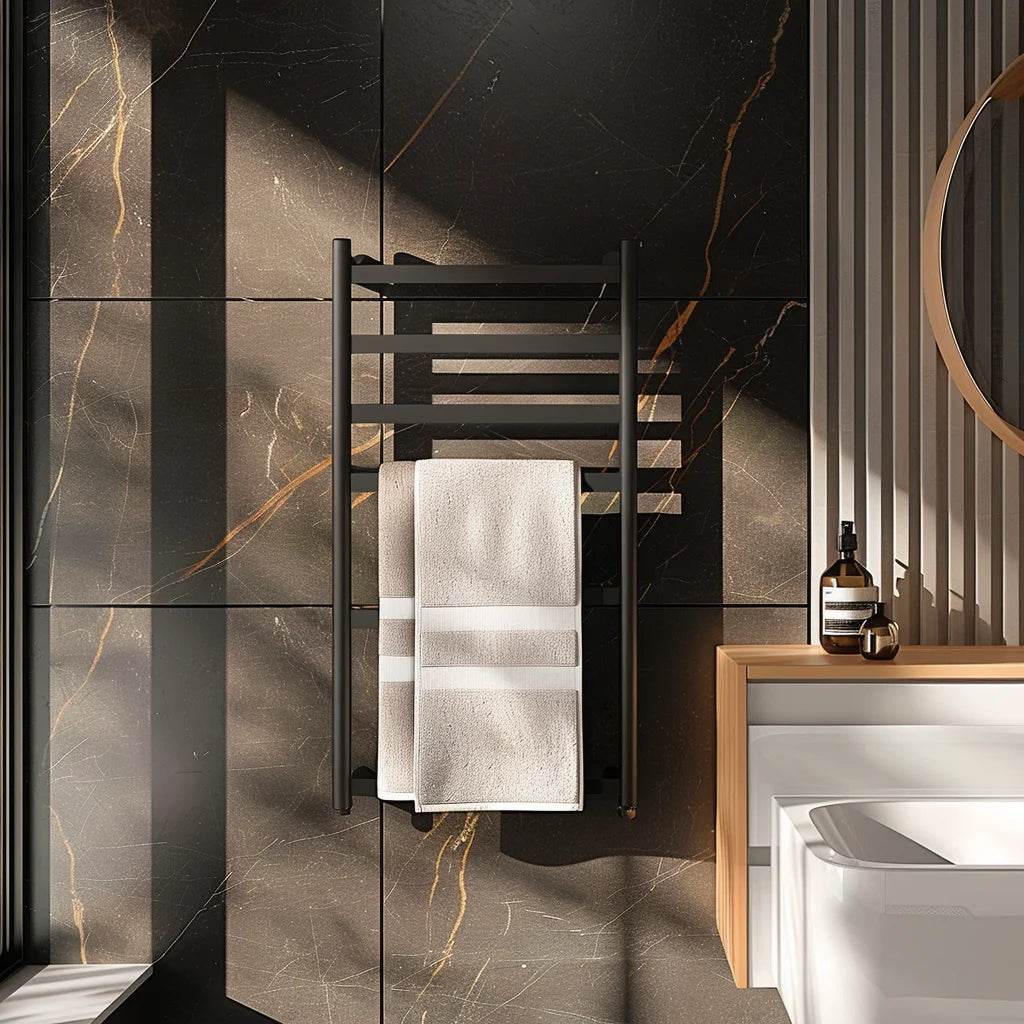 Custom Waterproof Large Hot Machine Salon Shelf Heater Smart Electric Radiator Bathroom Stainless Steel Black Towel Rack Warmer - My Store