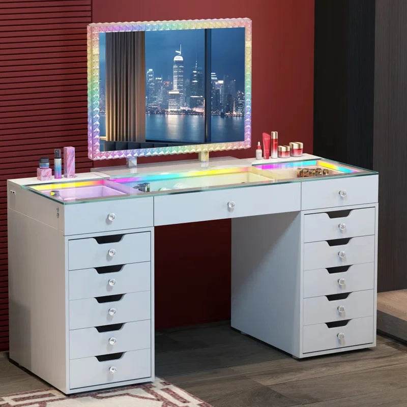 High Quality Crystal Stand up Mirror Rgb Led Bathroom Makeup Mirror for Beauty Salon - My Store