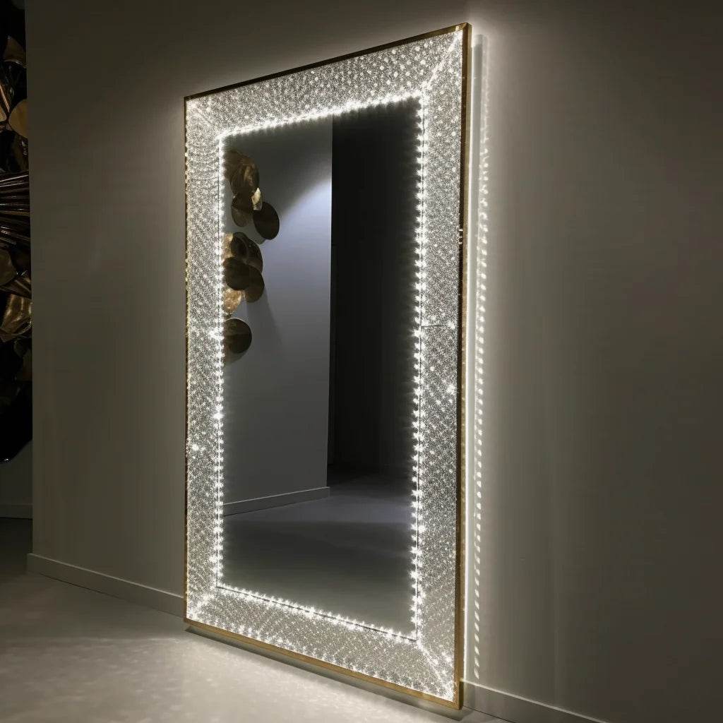 Luxury Stand Dressing Mirror Diamond Led Large Wall Mirrors Wholesale Barbershop Full Length Mirror With Light - My Store