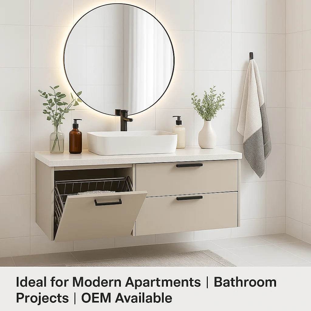 Luxury Stainless Steel Sink Wall Mounted Mirrored Cabinet Single Sink Bathroom Vanity Cabinet Set With Counter Top - My Store