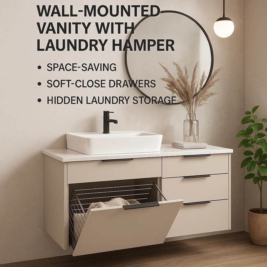 Luxury Stainless Steel Sink Wall Mounted Mirrored Cabinet Single Sink Bathroom Vanity Cabinet Set With Counter Top - My Store