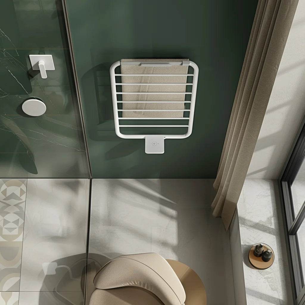 White New Design Radiator Towel Warmer Stainless Steel Electric Round Tube Towel Warmer Rack - My Store