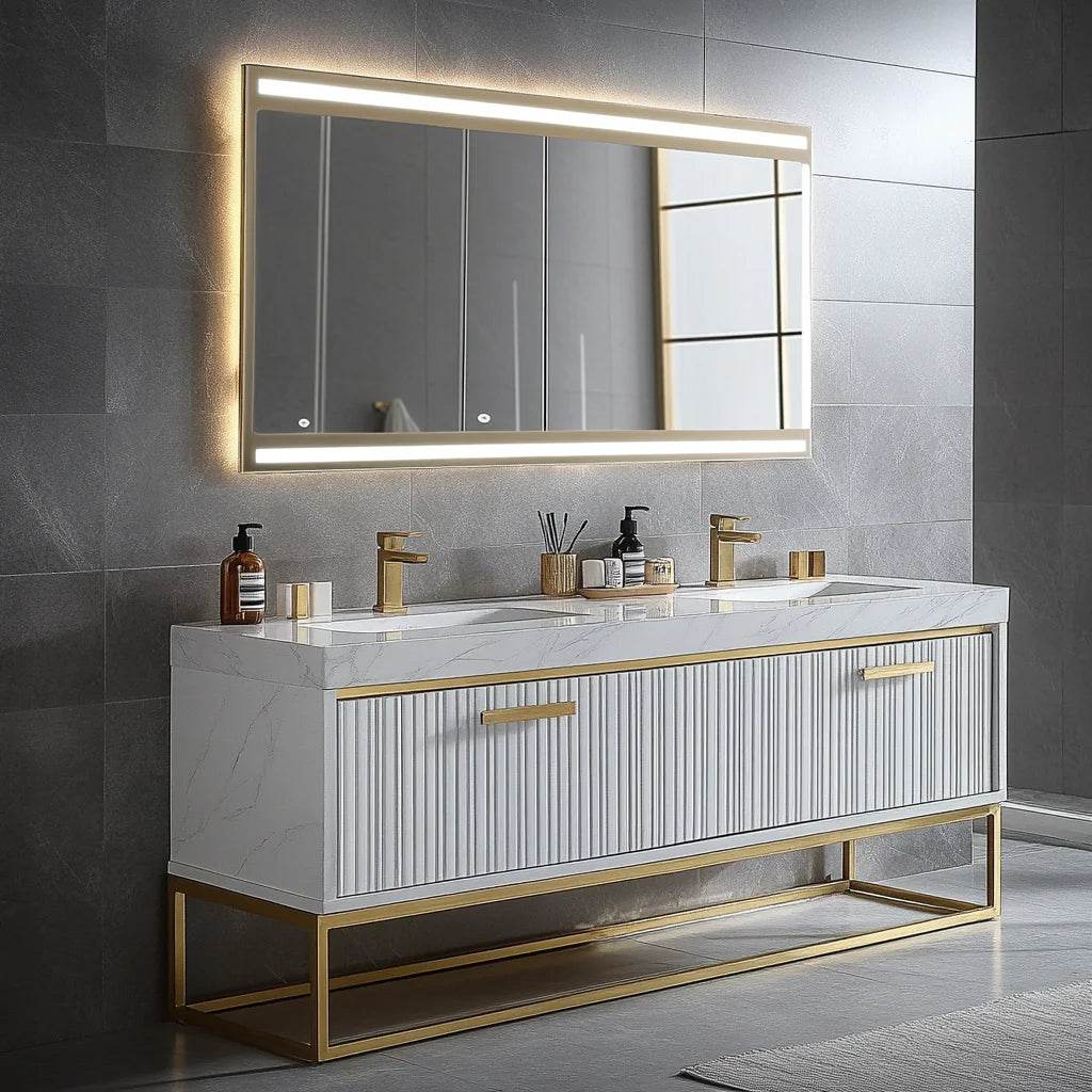 Custom Quality Luxury European Style Bathroom Vanity for Makeup Mirror Metal Frame Bathroom Vanity Mirror - My Store