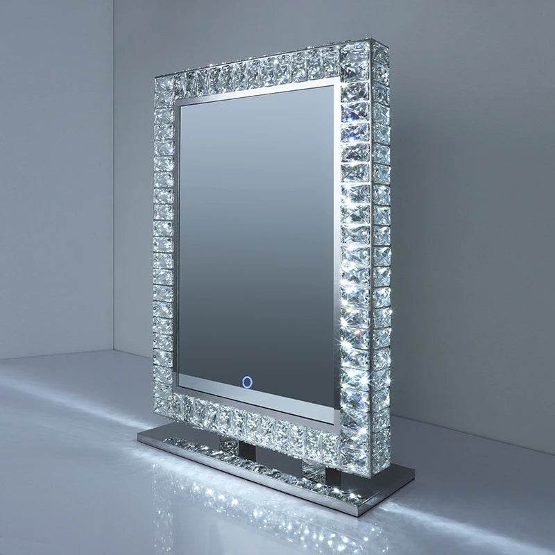 Crystal-Framed-Mirror Led Diamond Salon Crystal Mirror Light for Apartment Hotel Project - My Store