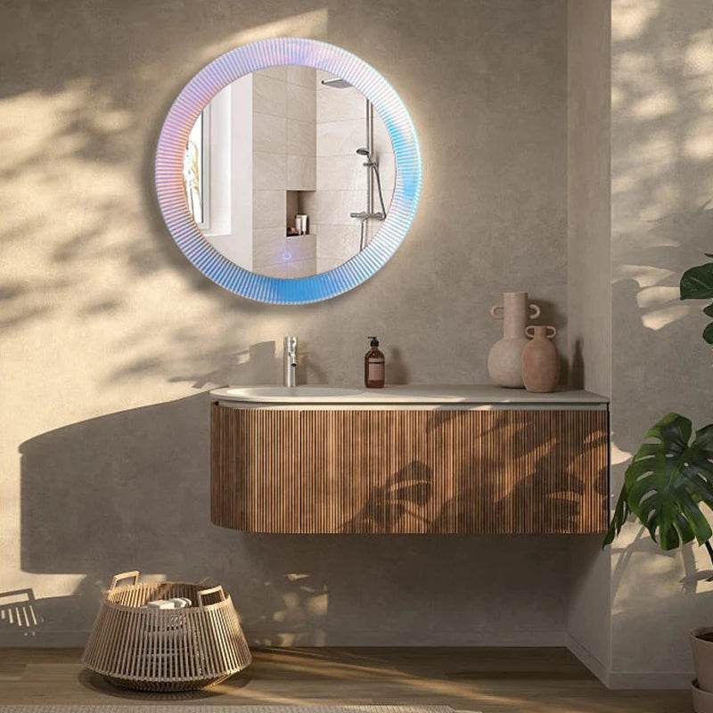 Round Led Makeup Smart Mirror Bathroom With Led Light Touch Screen Led Bath Smart Mirror for Bathroom - My Store
