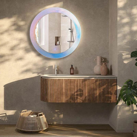Round Led Makeup Smart Mirror Bathroom With Led Light Touch Screen Led Bath Smart Mirror for Bathroom - My Store