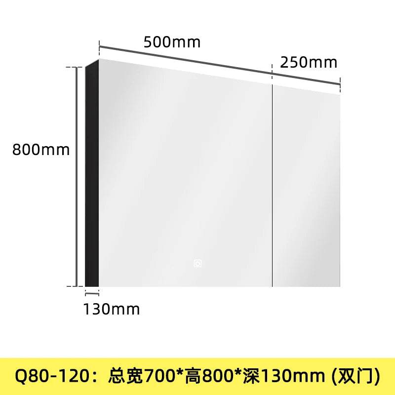 Matt Grey Stainless Steel Wall Mounted Mirror Makeup Lockable Storage Organizer Led Light Jewelry Cabinet - My Store