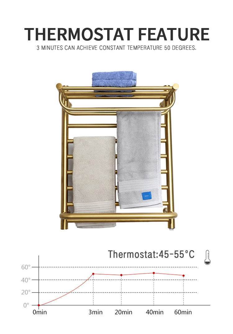Bathroom Stainless Steel Electric Towel Warmer With Shelf Heated Towel Warmer Electric Heater Style 9047 - My Store