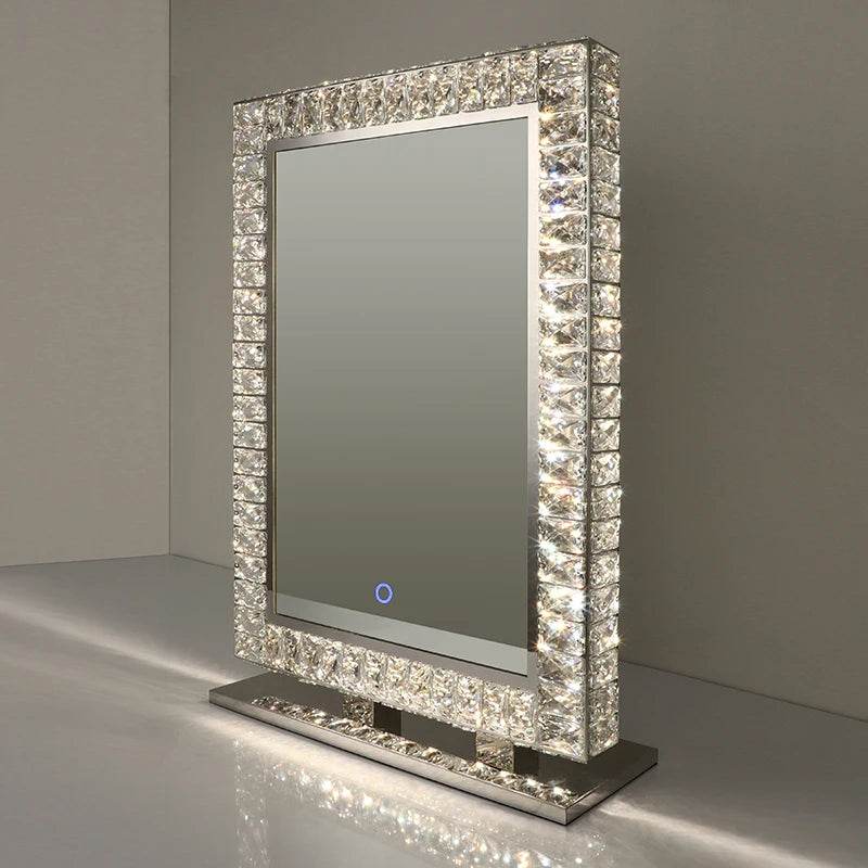 Crystal-Framed-Mirror Led Diamond Salon Crystal Mirror Light for Apartment Hotel Project - My Store