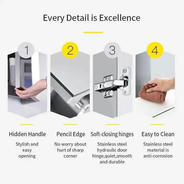 Sliding Door Stainless Steel Medicine Mirrored Corner Bathroom Cabinet Mirror With Storage Cabinet - My Store